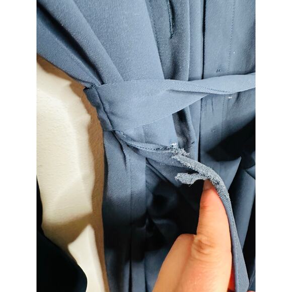 OSMAN YOUSEFZADA Blue Twill Ruffle Button Front Parachute Sleeve Shirt Dress 8 - Picture 7 of 15